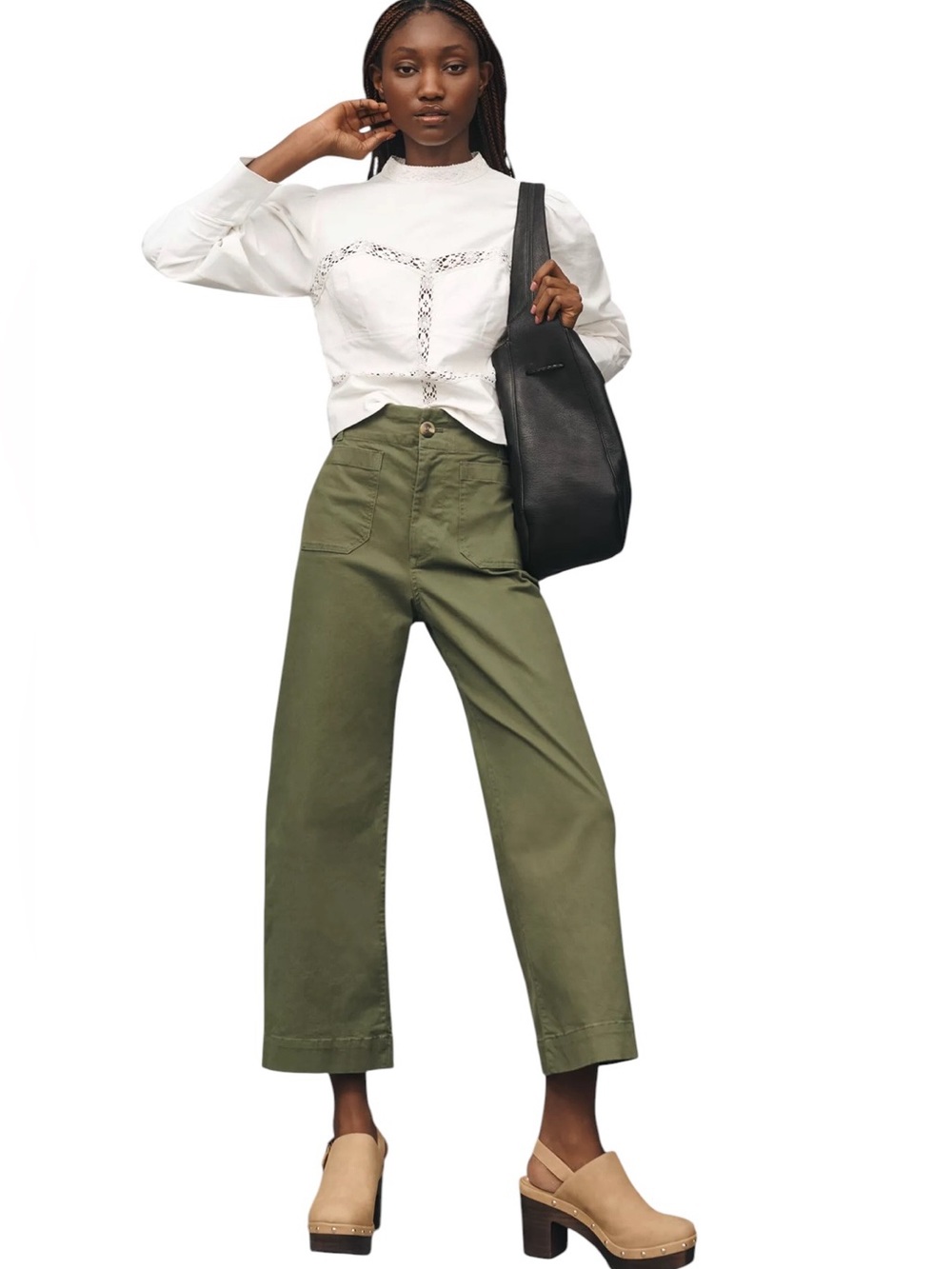 Anthropologie Colette Twill Crop Wide-Leg Pants - Size 31